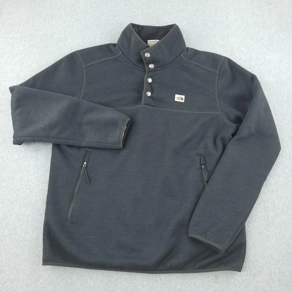 The North Face Sherpa Patrol Snap Fleece Mens L Gray Fleece Mock Neck Lined